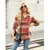 Zeagoo Women Flannel Shacket Jacket Plaid Button Down Long Sleeve Shirt Fall Outfits 2026(Orange)