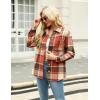 Zeagoo Women Flannel Shacket Jacket Plaid Button Down Long Sleeve Shirt Fall Outfits 2026(Orange)