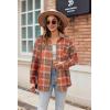 Zeagoo Women Flannel Shacket Jacket Plaid Button Down Long Sleeve Shirt Fall Outfits 2026(Orange Plaid-gz867)