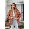 Zeagoo Women Flannel Shacket Jacket Plaid Button Down Long Sleeve Shirt Fall Outfits 2026(Orange Plaid-gz867)