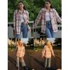 Zeagoo Women Flannel Shacket Jacket Plaid Button Down Long Sleeve Shirt Fall Outfits 2026(Pink)