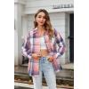 Zeagoo Women Flannel Shacket Jacket Plaid Button Down Long Sleeve Shirt Fall Outfits 2026(Pink Plaid-gz877)