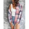 Zeagoo Women Flannel Shacket Jacket Plaid Button Down Long Sleeve Shirt Fall Outfits 2026(Pink Plaid-gz877)