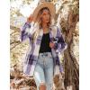 Zeagoo Women Flannel Shacket Jacket Plaid Button Down Long Sleeve Shirt Fall Outfits 2026(Purple)