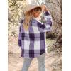 Zeagoo Women Flannel Shacket Jacket Plaid Button Down Long Sleeve Shirt Fall Outfits 2026(Purple)