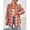Zeagoo Women Flannel Shacket Jacket Plaid Button Down Long Sleeve Shirt Fall Outfits 2026(Red)