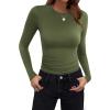 Zeagoo Women Long Sleeve T Shirts Crewneck Slim Fit Tops Going Out Fall Fashion Basic Tee(Long Sleeve-army Green)