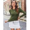 Zeagoo Women Long Sleeve T Shirts Crewneck Slim Fit Tops Going Out Fall Fashion Basic Tee(Long Sleeve-army Green)