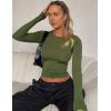 Zeagoo Women Long Sleeve T Shirts Crewneck Slim Fit Tops Going Out Fall Fashion Basic Tee(Long Sleeve-army Green)
