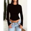 Zeagoo Women Long Sleeve T Shirts Crewneck Slim Fit Tops Going Out Fall Fashion Basic Tee(Long Sleeve-black)