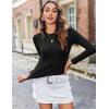 Zeagoo Women Long Sleeve T Shirts Crewneck Slim Fit Tops Going Out Fall Fashion Basic Tee(Long Sleeve-black)