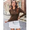 Zeagoo Women Long Sleeve T Shirts Crewneck Slim Fit Tops Going Out Fall Fashion Basic Tee(Long Sleeve-brown)