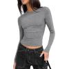 Zeagoo Women Long Sleeve T Shirts Crewneck Slim Fit Tops Going Out Fall Fashion Basic Tee(Long Sleeve-grey)