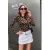 Zeagoo Women Long Sleeve T Shirts Crewneck Slim Fit Tops Going Out Fall Fashion Basic Tee(Long Sleeve-leopard Print)