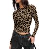 Zeagoo Women Long Sleeve T Shirts Crewneck Slim Fit Tops Going Out Fall Fashion Basic Tee(Long Sleeve-leopard Print)