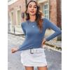 Zeagoo Women Long Sleeve T Shirts Crewneck Slim Fit Tops Going Out Fall Fashion Basic Tee(Long Sleeve-navy Blue)