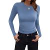 Zeagoo Women Long Sleeve T Shirts Crewneck Slim Fit Tops Going Out Fall Fashion Basic Tee(Long Sleeve-navy Blue)