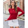 Zeagoo Women Long Sleeve T Shirts Crewneck Slim Fit Tops Going Out Fall Fashion Basic Tee(Long Sleeve-red)