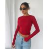 Zeagoo Women Long Sleeve T Shirts Crewneck Slim Fit Tops Going Out Fall Fashion Basic Tee(Long Sleeve-red)