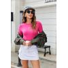 Zeagoo Women Long Sleeve T Shirts Crewneck Slim Fit Tops Going Out Fall Fashion Basic Tee(Long Sleeve-rose Red)