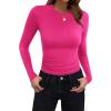 Zeagoo Women Long Sleeve T Shirts Crewneck Slim Fit Tops Going Out Fall Fashion Basic Tee(Long Sleeve-rose Red)