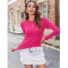 Zeagoo Women Long Sleeve T Shirts Crewneck Slim Fit Tops Going Out Fall Fashion Basic Tee(Long Sleeve-rose Red)
