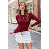 Zeagoo Women Long Sleeve T Shirts Crewneck Slim Fit Tops Going Out Fall Fashion Basic Tee(Long Sleeve-wine Red)