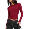 Zeagoo Women Long Sleeve T Shirts Crewneck Slim Fit Tops Going Out Fall Fashion Basic Tee(Long Sleeve-wine Red)