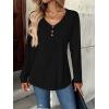 Zeagoo Women Tops Loose Fit Long Sleeve V Neck T Shirts Business Casual Blouses Dressy Fall Fashion Work Clothes(Black)