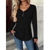 Zeagoo Women Tops Loose Fit Long Sleeve V Neck T Shirts Business Casual Blouses Dressy Fall Fashion Work Clothes(Black)
