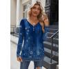 Zeagoo Women Tops Loose Fit Long Sleeve V Neck T Shirts Business Casual Blouses Dressy Fall Fashion Work Clothes(Blue Flower-mz845)