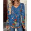 Zeagoo Women Tops Loose Fit Long Sleeve V Neck T Shirts Business Casual Blouses Dressy Fall Fashion Work Clothes(Blue Print-mz876)