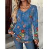 Zeagoo Women Tops Loose Fit Long Sleeve V Neck T Shirts Business Casual Blouses Dressy Fall Fashion Work Clothes(Blue Print-mz876)