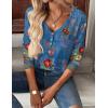 Zeagoo Women Tops Loose Fit Long Sleeve V Neck T Shirts Business Casual Blouses Dressy Fall Fashion Work Clothes(Blue Print-mz876)