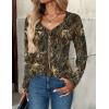 Zeagoo Women Tops Loose Fit Long Sleeve V Neck T Shirts Business Casual Blouses Dressy Fall Fashion Work Clothes(Brown Print-cx295)