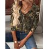 Zeagoo Women Tops Loose Fit Long Sleeve V Neck T Shirts Business Casual Blouses Dressy Fall Fashion Work Clothes(Brown Print-cx295)
