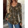 Zeagoo Women Tops Loose Fit Long Sleeve V Neck T Shirts Business Casual Blouses Dressy Fall Fashion Work Clothes(Brown Print-cx295)