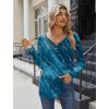 Zeagoo Women Tops Loose Fit Long Sleeve V Neck T Shirts Business Casual Blouses Dressy Fall Fashion Work Clothes(Floral Green-cx287)