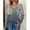 Zeagoo Women Tops Loose Fit Long Sleeve V Neck T Shirts Business Casual Blouses Dressy Fall Fashion Work Clothes(Gray Print-wf71)