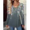Zeagoo Women Tops Loose Fit Long Sleeve V Neck T Shirts Business Casual Blouses Dressy Fall Fashion Work Clothes(Gray Print-wf71)