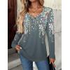 Zeagoo Women Tops Loose Fit Long Sleeve V Neck T Shirts Business Casual Blouses Dressy Fall Fashion Work Clothes(Gray Print-wf71)