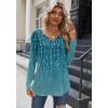 Zeagoo Women Tops Loose Fit Long Sleeve V Neck T Shirts Business Casual Blouses Dressy Fall Fashion Work Clothes(Green Leave-xh363)