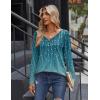 Zeagoo Women Tops Loose Fit Long Sleeve V Neck T Shirts Business Casual Blouses Dressy Fall Fashion Work Clothes(Green Leave-xh363)