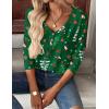 Zeagoo Women Tops Loose Fit Long Sleeve V Neck T Shirts Business Casual Blouses Dressy Fall Fashion Work Clothes(Green-sd477)