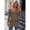 Zeagoo Women Tops Loose Fit Long Sleeve V Neck T Shirts Business Casual Blouses Dressy Fall Fashion Work Clothes(Leopard-an284)