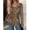Zeagoo Women Tops Loose Fit Long Sleeve V Neck T Shirts Business Casual Blouses Dressy Fall Fashion Work Clothes(Multicolor-mz721)