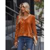 Zeagoo Women Tops Loose Fit Long Sleeve V Neck T Shirts Business Casual Blouses Dressy Fall Fashion Work Clothes(Orange Flower-mz867)