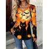 Zeagoo Women Tops Loose Fit Long Sleeve V Neck T Shirts Business Casual Blouses Dressy Fall Fashion Work Clothes(Orange-ws88)