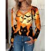 Zeagoo Women Tops Loose Fit Long Sleeve V Neck T Shirts Business Casual Blouses Dressy Fall Fashion Work Clothes(Orange-ws88)