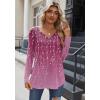 Zeagoo Women Tops Loose Fit Long Sleeve V Neck T Shirts Business Casual Blouses Dressy Fall Fashion Work Clothes(Purple Leave-xh370)